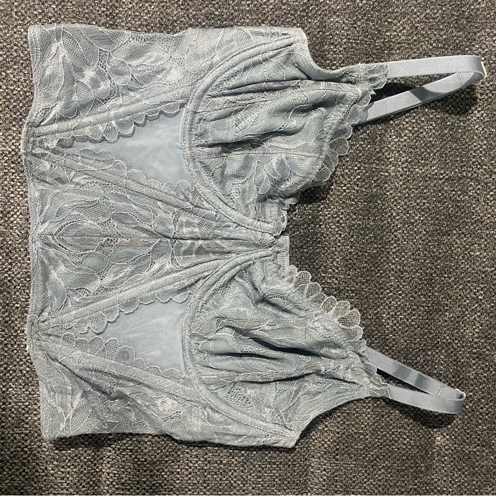 Hollister Lace Bralette Corset top in Light Blue Gray size medium